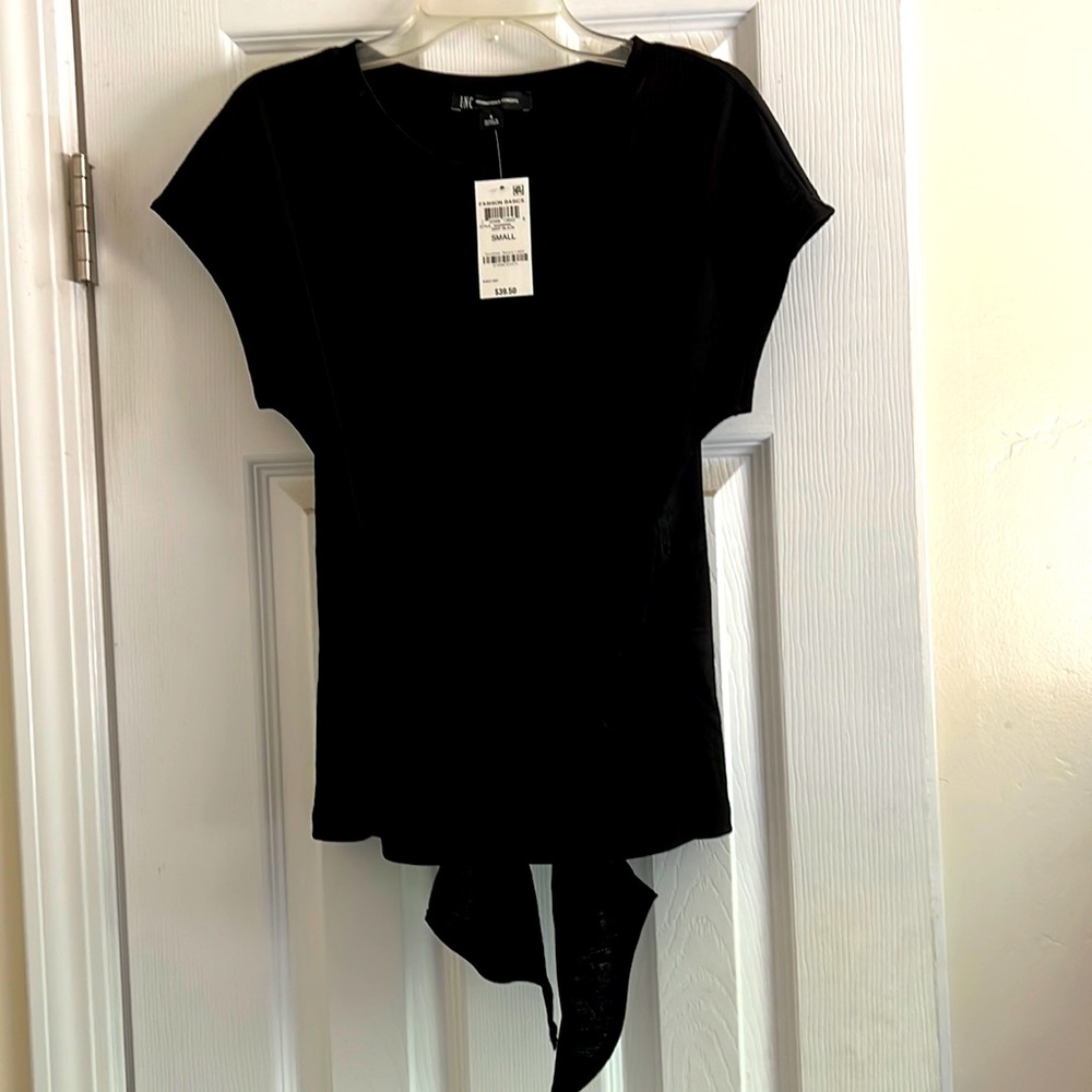 I.N.C. International Concepts Tie Front Top Black Size Small